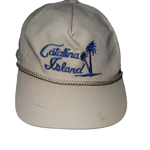 Catalina Island Travel Souvenir Embroidered Palm Tree Nautical Rope Hat (defect) - Picture 1 of 7
